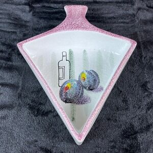 Vintage‎ NSP Hand Painted Mid Century Lazy Susan Sectional Dish Pink Plum Wine